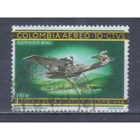[1845] Колумбия 1966. Авиация.Самолет. Гашеная марка.