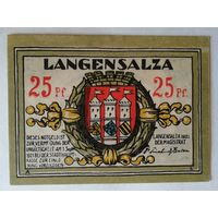 Германия 25 пфеннигов 1921 г Лангензальца (Langensalza) UNC 770.1а-3/6