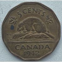 Канада 5 центов 1942 г. Томпак