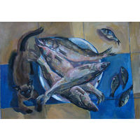 Рыбный натюрморт. Холст/масло.2015г.