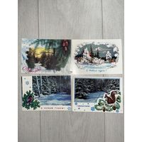 Открытки СССР Новогодние пейзажи