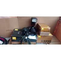 Фотоаппарат NIKON D 3200 Коробка документы 2 ОБЪЕКТИВА И ФОТОВСПЫШКА Распродажа Коллекции !!! .Экспресс  Аукцион  не с рубля без МПЦ и прочего 3 ДНЯ  .Много лотов в продаже .
