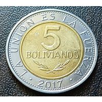 Боливия 5 боливиано, 2017    ( 2-1-3 )