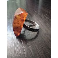Кольцо с янтарем 875 звезда ссср с рубля