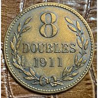 Монета 8 дублей 1911 год. Гернси. Георг V