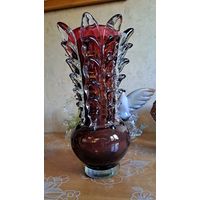 Ваза цветное стекло гутная