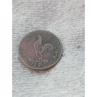 12. Распродажа коллекции! (смотрите другие лоты) Сингапурский торговый токен. 1 кепинг 1834 г. Редкая! Сохран