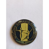 Значок. Знак. "Ассоциация гимнастики Окленда". Главный порт Новой Зеландии, в северной части Северного острова : бывшая столица Новой Зеландии. "Гимнастика". "Спорт". м