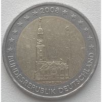 Германия 2 евро 2008 г. Церковь Святого Михаила. Гамбург
