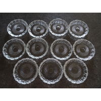 Розетка для варенья, икорница,узор "солнечные лучи", хрусталь, винтаж СССР, диаметр 9,5 см, высота1 см