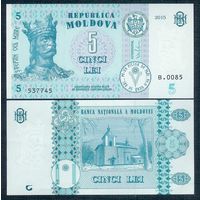 Молдавия (Молдова) 5 лей 2015 год, UNC