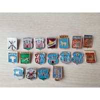 Гербы городов значки - Бобруйск Борисов Вилейка Гродно Гомель Минск Могилев Любча Игумен Кобрин Лида Полоцк Радашковичи Слуцк Слоним