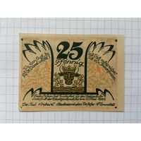 25 пфеннингов (нотгельды) 1921 г. Германия.