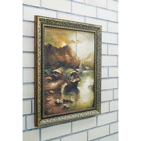 Картина в раме "Fischerdorf" Холст, Масло. Германия, Середина ХХ века.