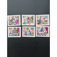 ГДР 1967 Полная серия марок "Сказка: король Дроздобород" (чистые**) Mi.1323-1328 каталог 2.60 евро