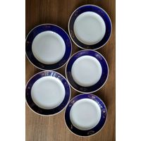 Тарелки, кобальт, позолота, Барановка, поштучно.