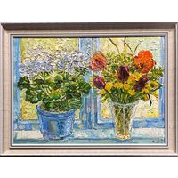 Мшар Д.Г "Цветы на подоконнике" 2020г. Холст, масло. Размер 50х70 см.