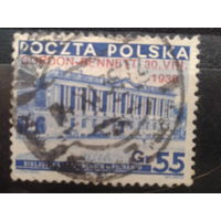 Польша, 1936. Стандарт. Библиотека Рачинского, Познань. Надпечатка. Mi-7,0 евро гаш.