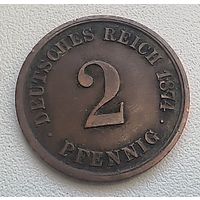 Германия 2 пфеннига, 1874 А  4-4-6