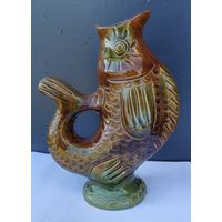 Кувшин в форме рыбы, обливная керамика, СССР