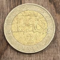 2 лата 1999 Латвия.  Нечастая монета. Аукцион с 1 рубля.