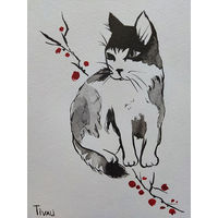 Кот и ветка