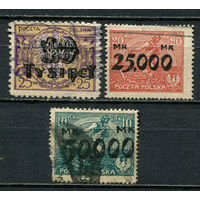 Польша - 1923 - Надпечатки - (одна марка с повреждением) - 3 марки. Гашеные.  (Лот 5JJ)-TG2P35