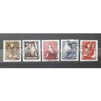 ГДР 1957г. Серия "Возвращенные шедевры Дрезденской галлереи". 5 марок из 6. гаш.