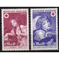 Франция 1971, собаки, птицы, живопись, Грёз, СЕПТ, медицина, Красный Крест **
