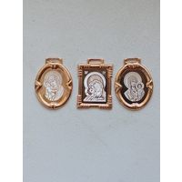 ПРАВОСЛАВНЫЕ "OБРАЗКИ -ЛАДАНКИ" 3шт, СЕРЕБРО 925 В ПОЗОЛОТЕ!!