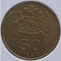 Чили 50 сентесимо 1971 г. В холдере