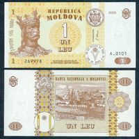 Молдавия (Молдова) 1 лей 2005 год, UNC