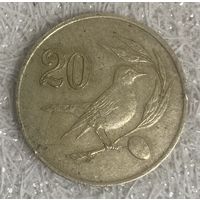 Монета. Кипр. 20 центов 1985 год. С рубля без МЦ.