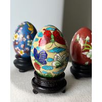 Статуэтка Яйцо Клуазоне клуазонне Перегородчатая эмаль с подставкой 6,5 х 4,5см