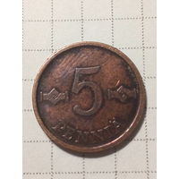 5 пенни Финляндия 1974 год.