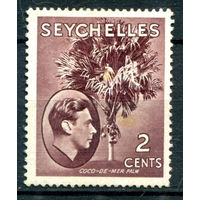 Британские колонии - Сейшелы - 1938/49г. - король Георг VI, ландшафты, пальмы, 2 с - 1 марка - MH [Mi 121]. #3-WB-88-A-1