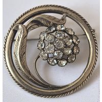 Брошь СССР. позолота.  серебро клеймо голова 875 проба. до 1957 г.