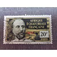 Франция 1940г. Французские колонии (Французская Экваториальная Африка)  Стандартные выпуски 1937-1940 гг. с надпечаткой "LIBRE"  красного цвета  губернатор Виктор Лиотар  Mi 137b (280,0 е)