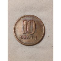 10 центов Литва 1991 год "тонкие"