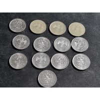 Россия 2 рубля 13 шт 1998 2007 2009-2011 2013 2014 2016-2018 2020 2021 2022 ММД