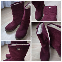 Замшевые сапожки бордовые