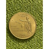 США. 25 центов Гавайи 2008 г ( D. Денвер. ПОЗОЛОТА )