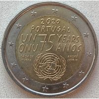 Португалия 2 евро 2020 г. 75 лет ООН