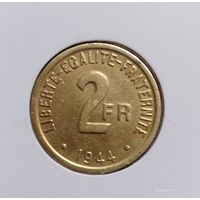 ФРАНЦИЯ 2 франка 1944 год