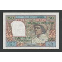 Мадагаскар 50 франков 1969 года. Тип Р-61(1). Состояние aUNC