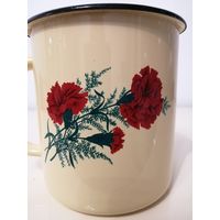 Кружка Гвоздики эмалированная СССР 900 мл. Состояние! Без сколов