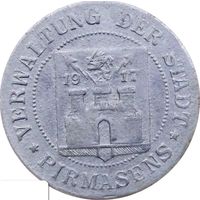 РАСПРОДАЖА!!! - ГЕРМАНИЯ ПИРМАЗЕНС 5 пфенигов 1917 год