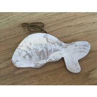 Игрушка ёлочная Серебряная Рыбка, картон. СССР