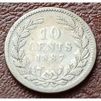 Нидерланды 10 центов, 1887     ( 1-1-3 )