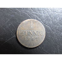 Германия. 1 пфенниг.1842. С 20 копеек. Распродажа коллекции. Смотрите другие лоты.